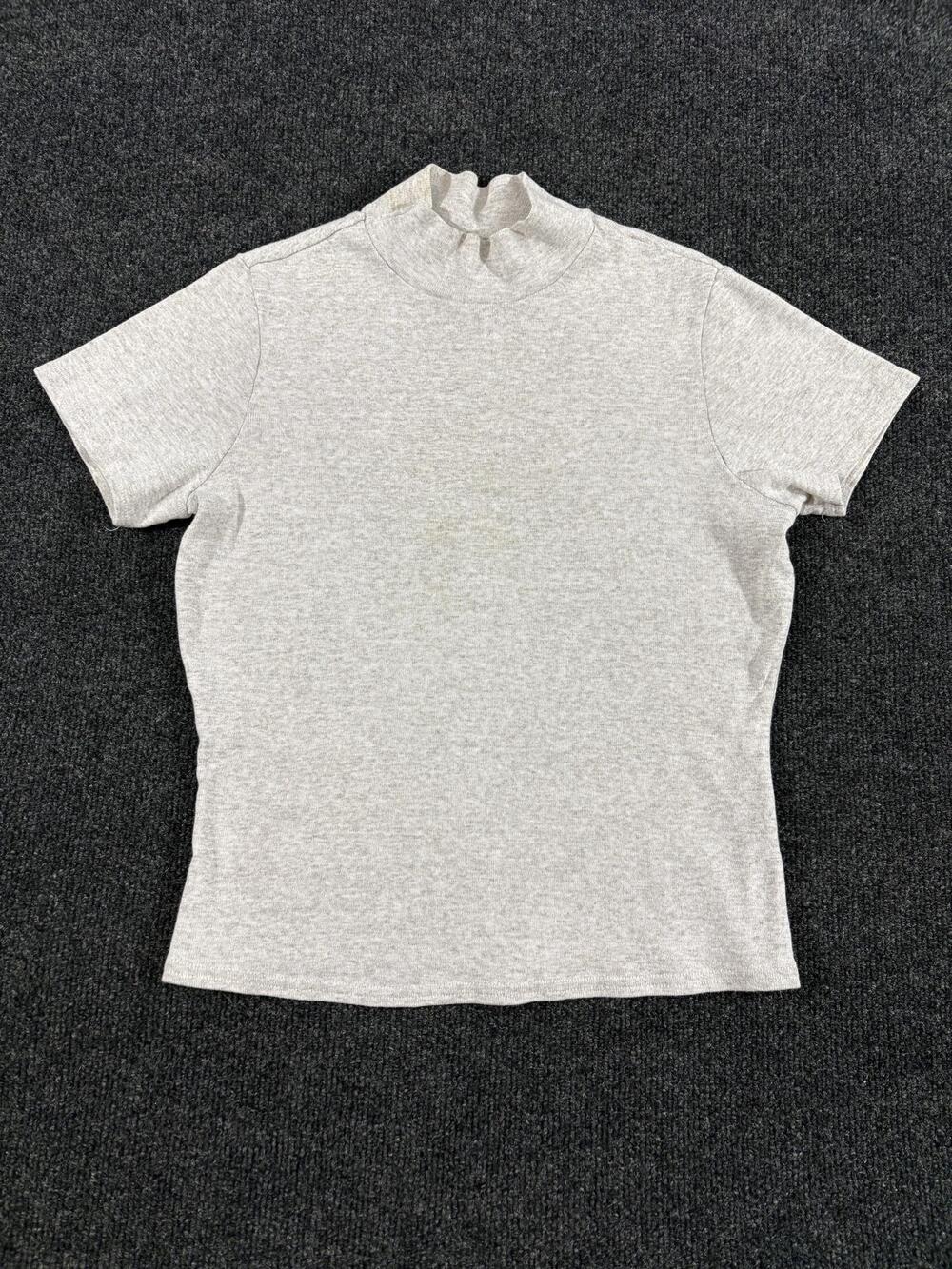 Granite Shirt Womens S Gray Mock Neck Short Sleeve Basic Jersey Knit Top